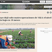 Mayo dej solo cuatro operaciones de M&A: el nivel ms bajo en 18 meses